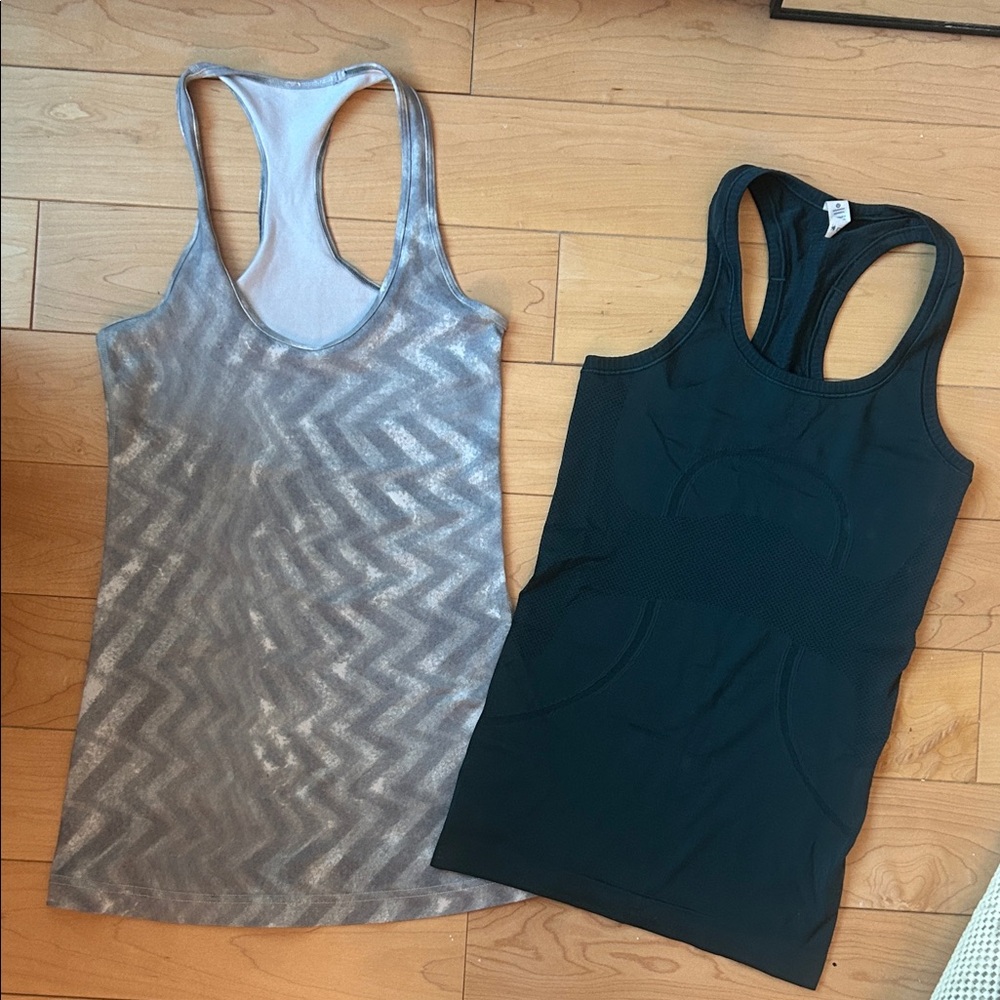 lululemon athletica Forest Green and Gray Tank Tops